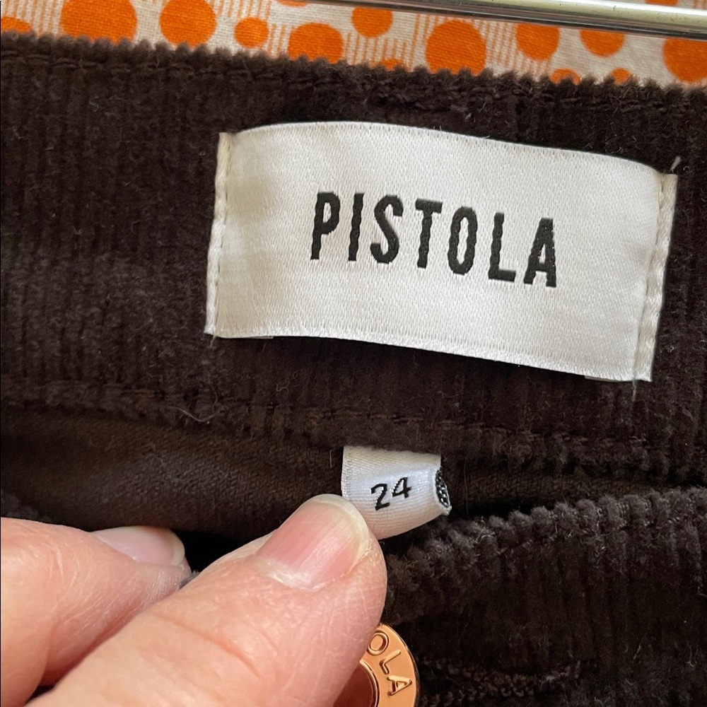 Pistola mocha brown corduroy flared jeans with copper hardware - Picture 9 of 14